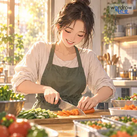 ‘일손이 오르다’의 첫 번째 뜻을 표현한 그림