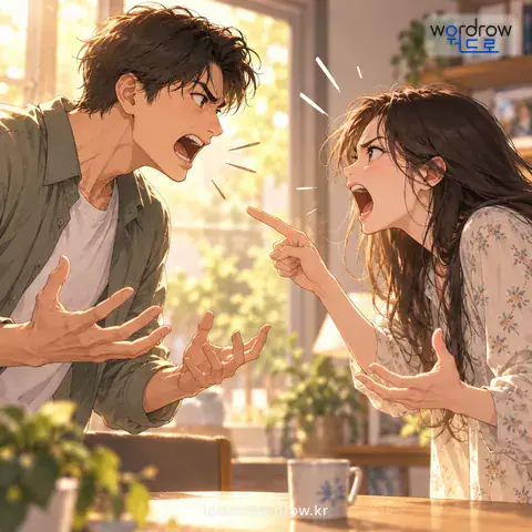 ‘입에 게거품을 물다’의 첫 번째 뜻을 표현한 그림