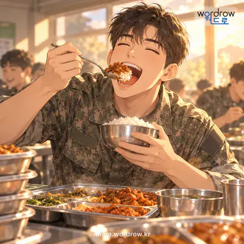 ‘입정을 놀리다’의 첫 번째 뜻을 표현한 그림