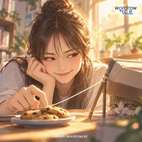 ‘잔머리를 굴리다’의 첫 번째 뜻을 표현한 그림: 머리를 써서 얕은꾀를 생각해 내다.