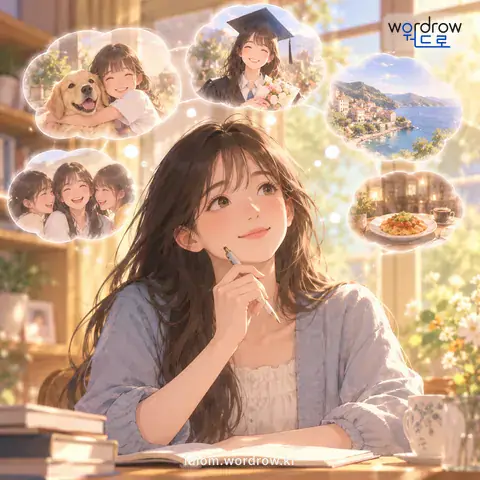 ‘정신이 좋다’의 첫 번째 뜻을 표현한 그림: 기억력이 뛰어나다.