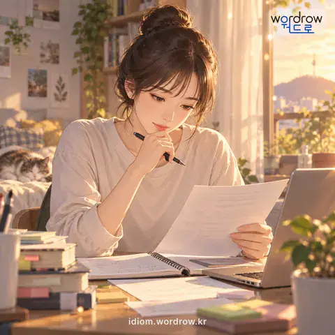 ‘제 앞을 차리다’의 첫 번째 뜻을 표현한 그림: 제 앞에 닥친 일을 스스로가 옳게 분별하여 감당해서 처리하다.