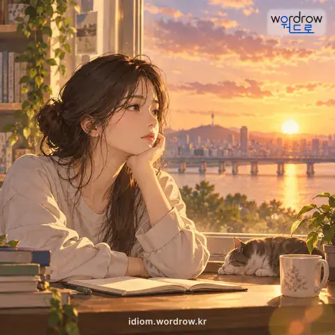 ‘제자리에 머물다’의 첫 번째 뜻을 표현한 그림: 발전이 없다.