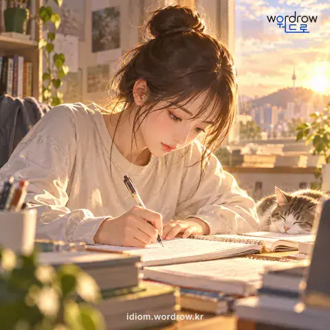‘죽으나 사나’의 첫 번째 뜻을 표현한 그림: 다른 일은 생각지 아니하고 항상.