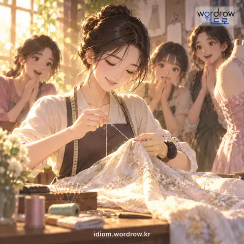 ‘찜 쪄 먹다’의 첫 번째 뜻을 표현한 그림: 꾀, 재주, 수단 따위가 다른 것에 견주어 비교가 안 될 만큼 월등하다.