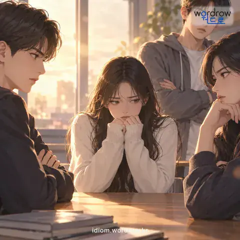 ‘찬바람이 일다’의 첫 번째 뜻을 표현한 그림: 마음이나 분위기가 살벌하여지다.