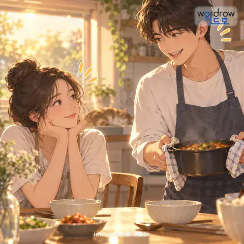 ‘척하면 착이다’의 첫 번째 뜻을 표현한 그림: 약간의 암시만 있으면 바로 이해하다.