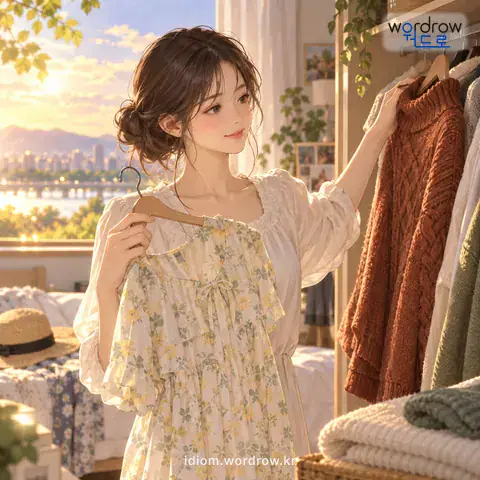 ‘철을 찾다’의 첫 번째 뜻을 표현한 그림: 철을 따져 가리거나 고르다.
