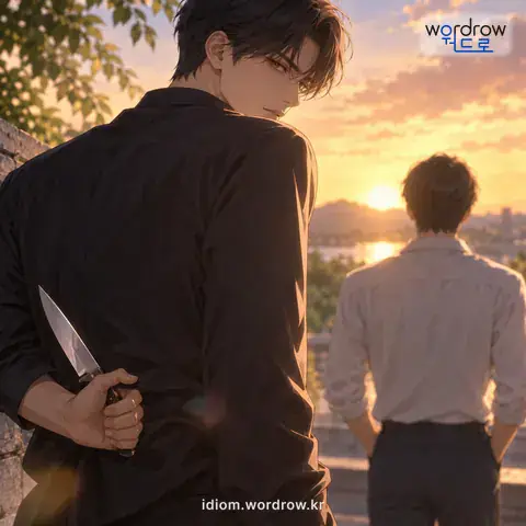 ‘칼을 품다’의 첫 번째 뜻을 표현한 그림: 살의를 품다.