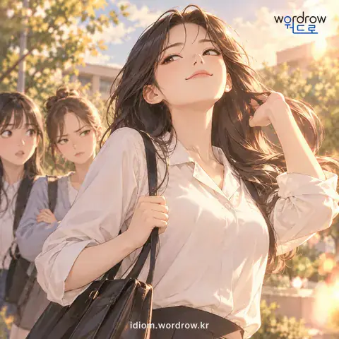 ‘코를 쳐들다’의 첫 번째 뜻을 표현한 그림