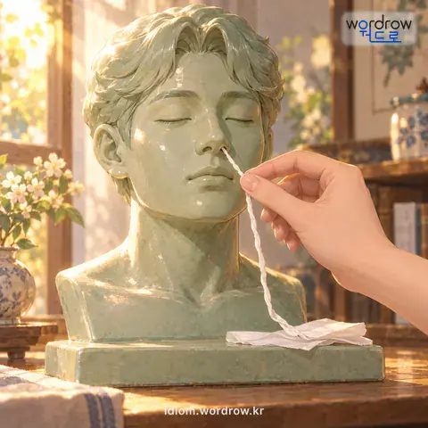 ‘코침을 주다’의 첫 번째 뜻을 표현한 그림