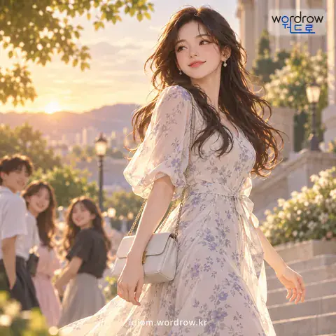 ‘태깔이 나다’의 첫 번째 뜻을 표현한 그림: 맵시 있는 태도가 보이다.
