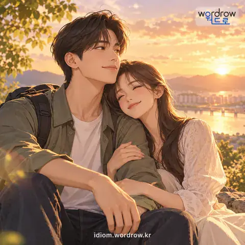 ‘턱을 대다’의 첫 번째 뜻을 표현한 그림