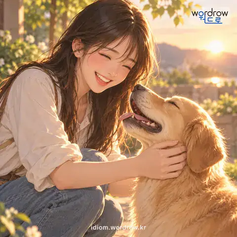 ‘표리가 없다’의 첫 번째 뜻을 표현한 그림: 말과 행동이 속마음과 똑같다.