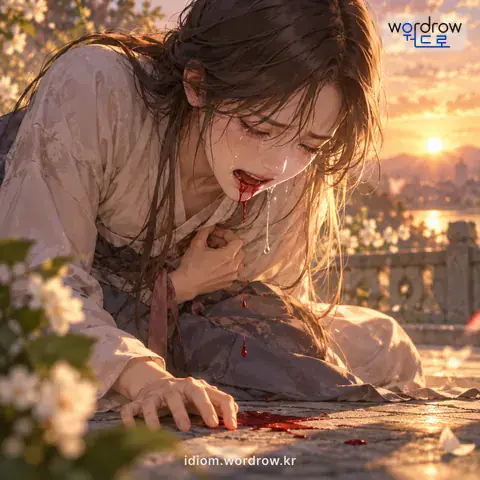 ‘피에 울다’의 첫 번째 뜻을 표현한 그림
