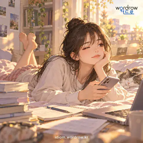 ‘하면 하고 말면 마는 식’의 첫 번째 뜻을 표현한 그림: 꼭 해야 되겠다는 각오 없이 하고 싶으면 하고 하기 싫으면 안 하는 무사안일한 태도.