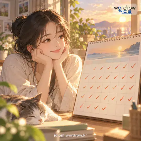 ‘한 달 서른 날’의 첫 번째 뜻을 표현한 그림: 한 달 전체를 이르는 말.