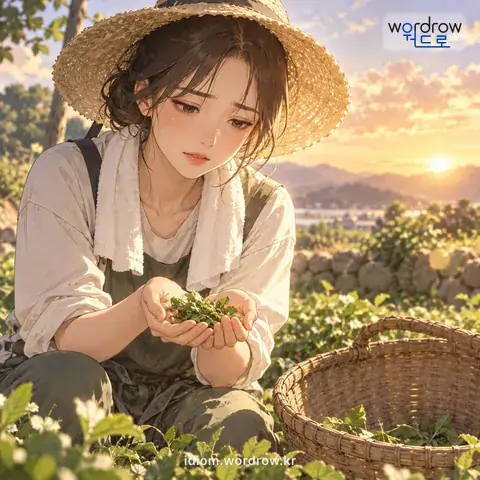 ‘한 줌밖에 안 되다’의 첫 번째 뜻을 표현한 그림: 양이 조금이다.