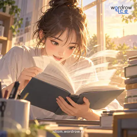‘한눈에 열 줄’의 첫 번째 뜻을 표현한 그림