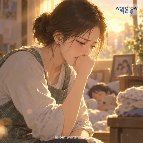 ‘혀를 깨물다’의 첫 번째 뜻을 표현한 그림