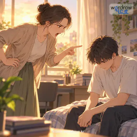 ‘혼을 뽑다’의 첫 번째 뜻을 표현한 그림: 몹시 혼나게 하다.