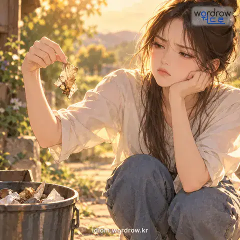‘흑싸리 깝대기’의 첫 번째 뜻을 표현한 그림: 아무 쓸모도 없는 하찮은 것을 비유적으로 이르는 말.
