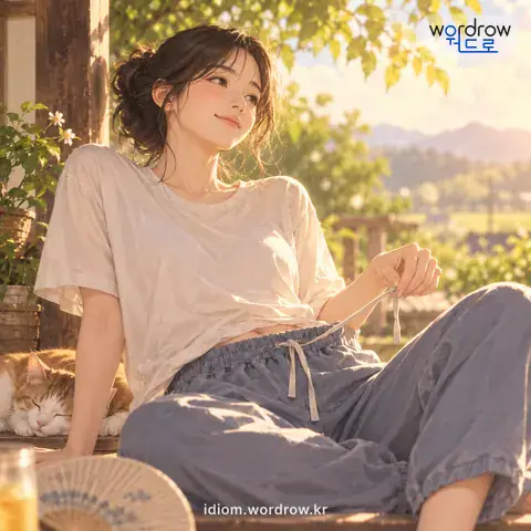 ‘흘게가 늦다’의 첫 번째 뜻을 표현한 그림: 흘게가 조금 풀려 느슨하다.